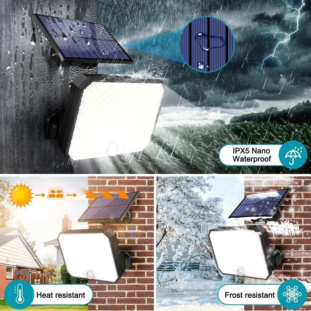 Solar Lights Outdoor 190LED 3 Modes Motion Sensor Flood Lights with Remote IP65 Waterproof Security Solar Lights for Outside
