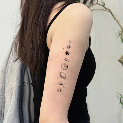 Sonnensystem Planeten Tattoo Aufkleber Wasserdicht Und Langlebig Damen Großer Arm High-End Simulation Tattoo