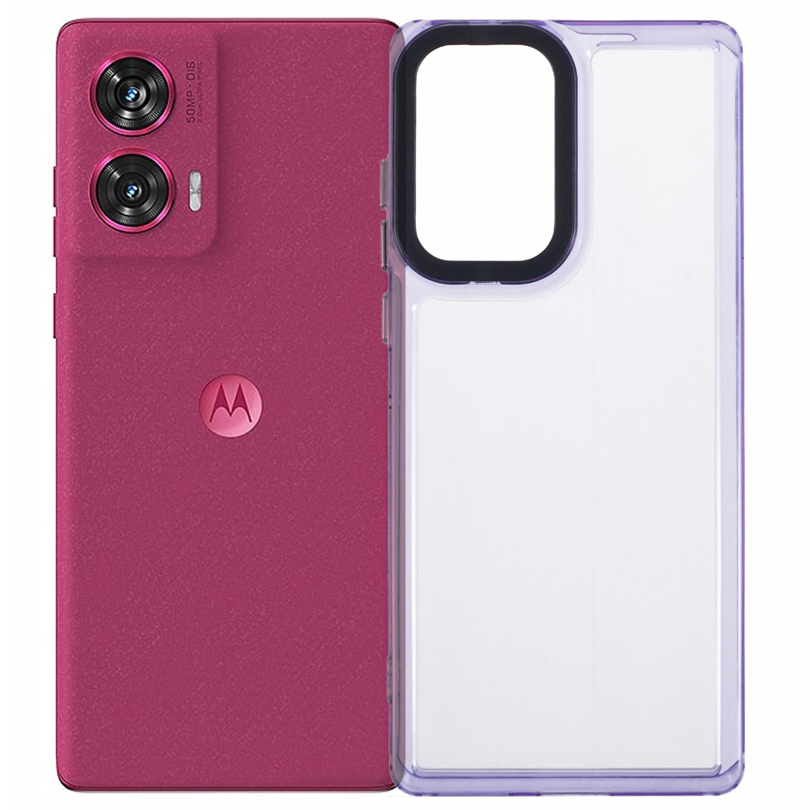 

For Motorola Edge 50 Fusion 5G Clear Phone Case PC+TPU Hybrid Back Cover Transparent Purple