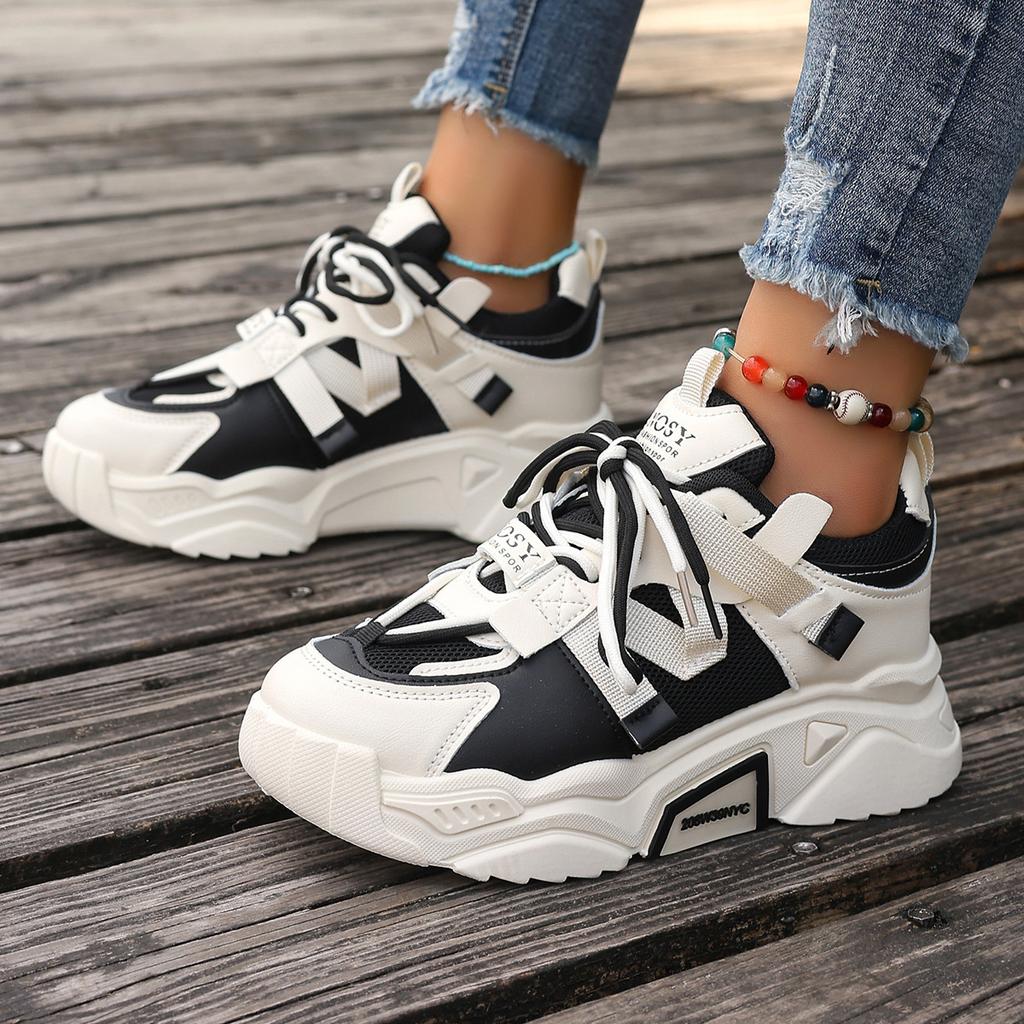 Fashion Women Sneakers Mesh Breathable Platform Sneakers 2025 Women Casual Lace Up Outdoor Women Shoes Low Top Sneakers Zapatos De Mujer
