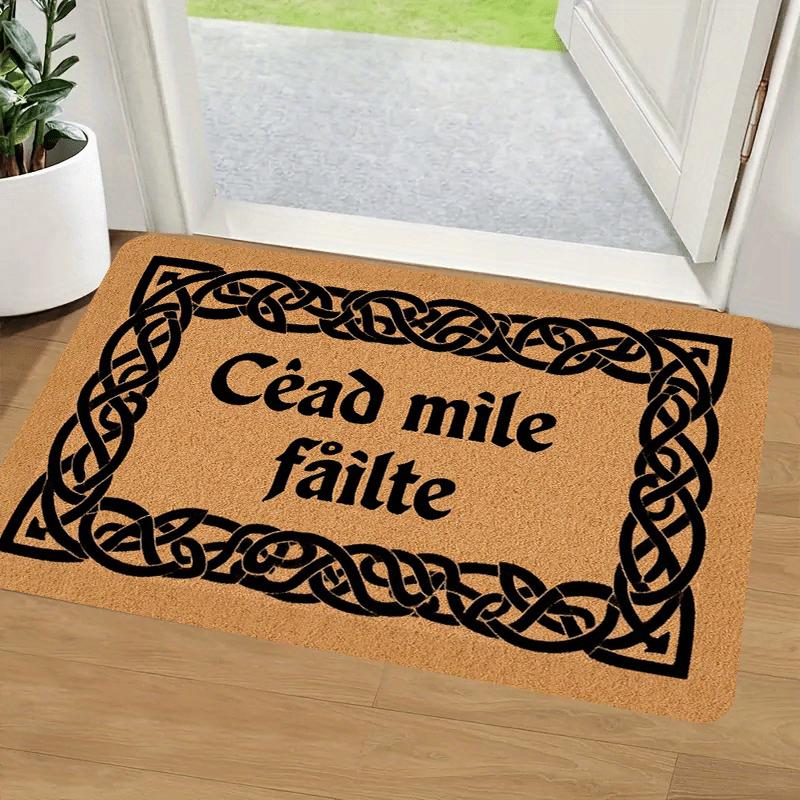 

Flannel Floor Mat, Welcome Entrance Door Mat Bathroom Non-Slip Door Mat Gift Cead Mile Failte Celtic Border A Thousand Welc 40x60cm