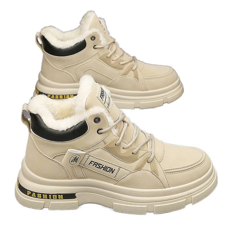 High-top winter velvet warm fur integrated Martin snow boots thickened labor protection cotton shoes boots