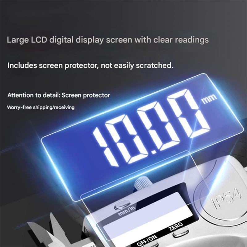 Professional Electronic Vernier Caliper Stainless Steel Body Double Unit Conversion Clear LCD Screen 0.01mm Resolution