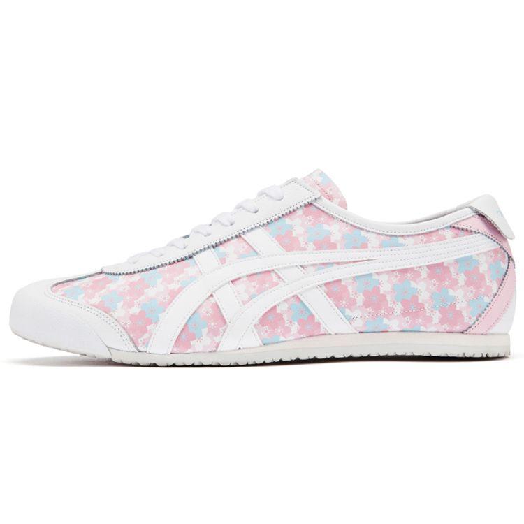 ONITSUKA TIGER Mexico 66 Fashion Print Leather Low-Top Casual City Commuting Running Shoes Unisex Sneakers White Pink Blue 1183B949-100