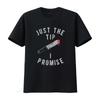 Halloween T Shirt Just The Tip I Promise Funny for Men Black M Vintage Washed Stylish Top For Everyday Wear Breathable Slightly