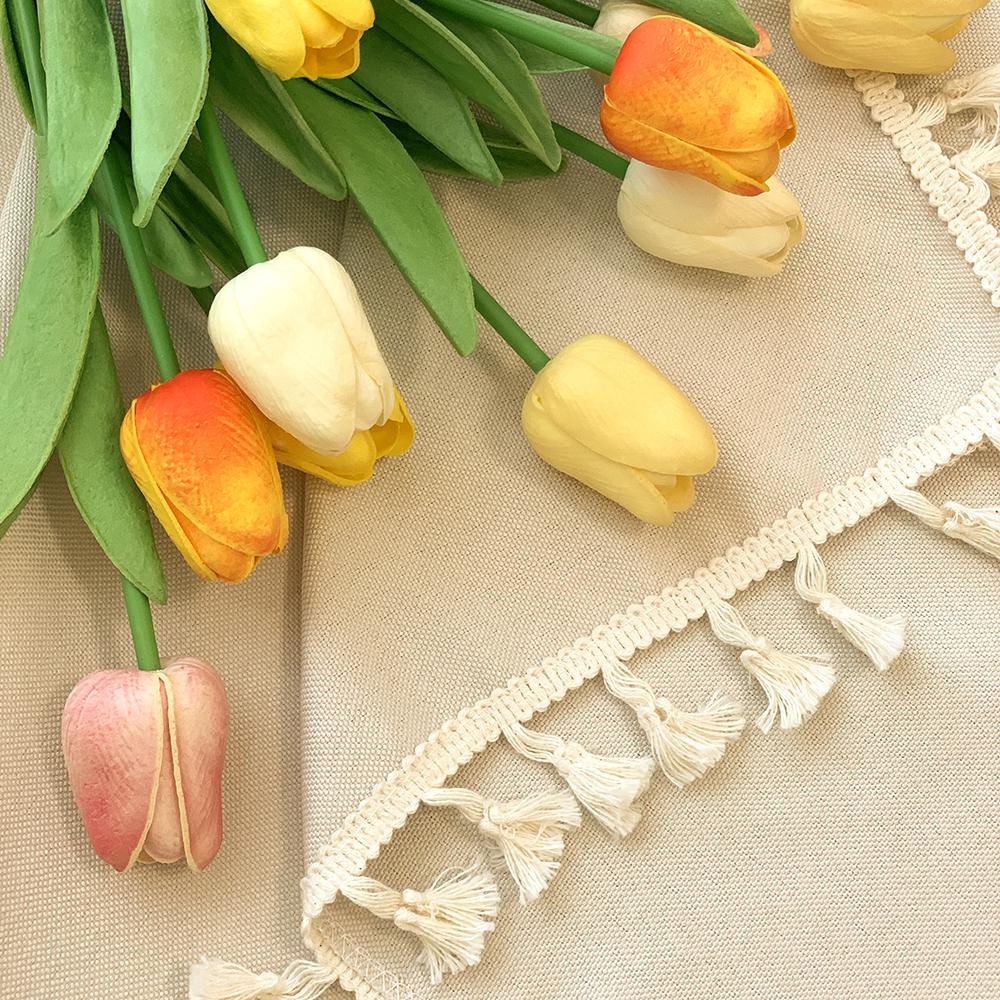 Beige Round Tablecloth Wrinkle Resistant Washable Polyester Table Cloth for Kitchen Dinning Tabletop Decoration, Rustic Outdoor