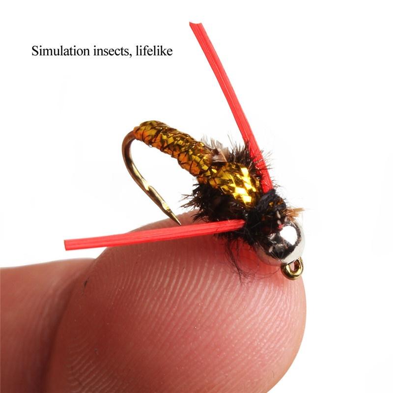 40pcs/ Box Red  Fly Fishing Lure Single Hook Dry Fly Fishing Trout Salmon Set Flies Fishing Lures