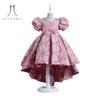 Girls Princess Dress Red Puff Sleeve Tail Dress Host Piano Performance Dress Show Dress Children