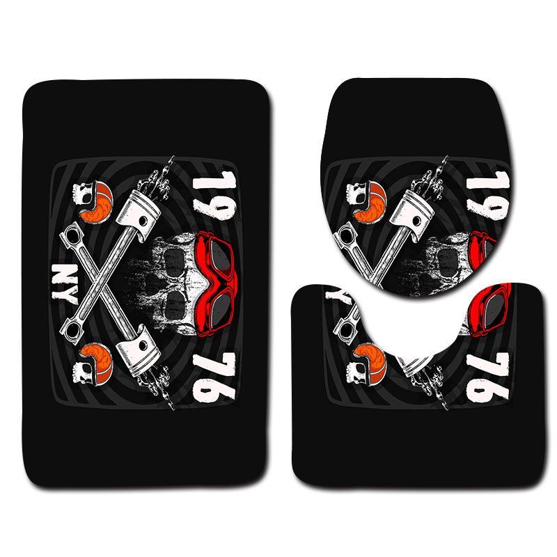 Toilet Three-Piece Floor Mat Bathroom Toilet Carpet Doormat
