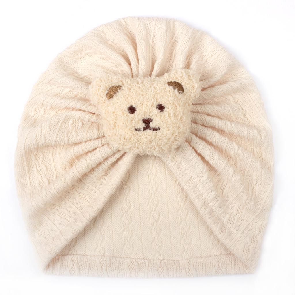 Spring & Autumn Cute Bear Baby Jacquard Pullover & Headband Hat