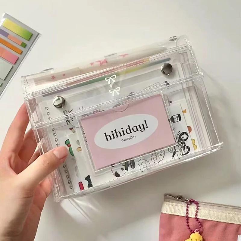 

1Pcs 4-Layer Pvc Transparent Makeup Bag, Travel Toiletry Organizer & Multi-Purpose Pencil Case For Students 18cm