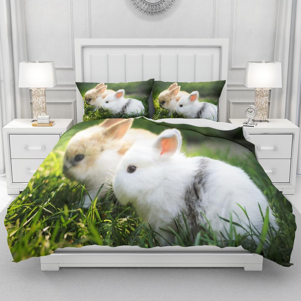 Rabbit Cute Duvet Cover Home Pillowcase Set Adult Bedroom Children Comforter Bedding