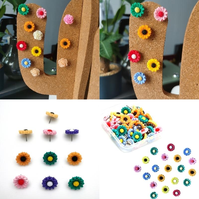Decorative Push Pins 20/30Pcs Resin Pushpin Cork Notice Board Thumb Tacks for Office School Bulletin Board Cork Board
