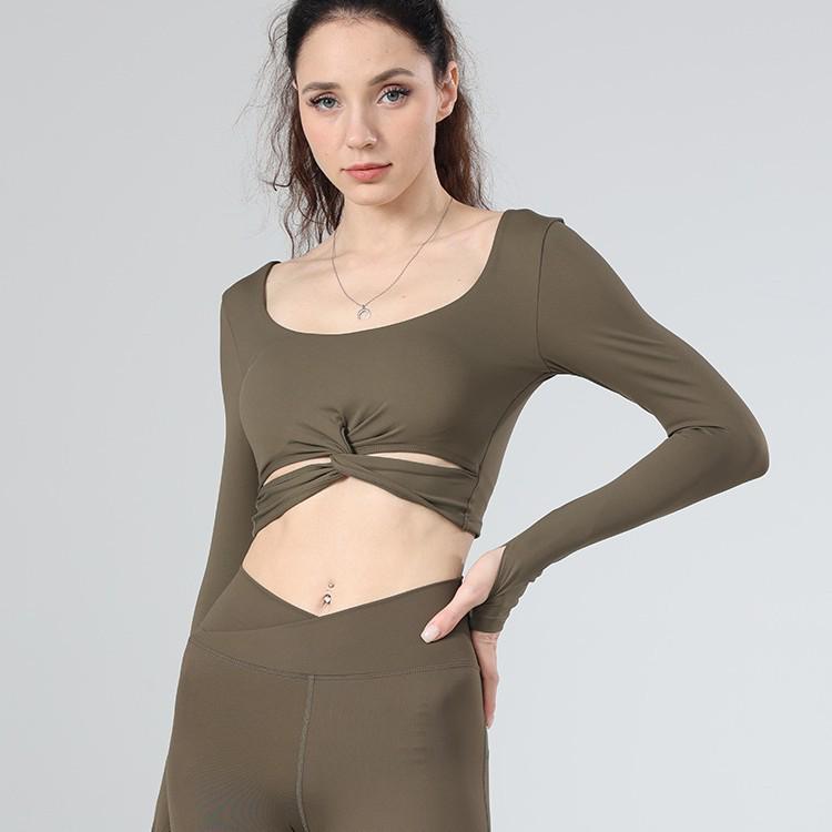 European & American Autumn Yoga Wear: Long Sleeve, Skin-Friendly, Comfortable, Sexy Fit with Chest Pads for Women