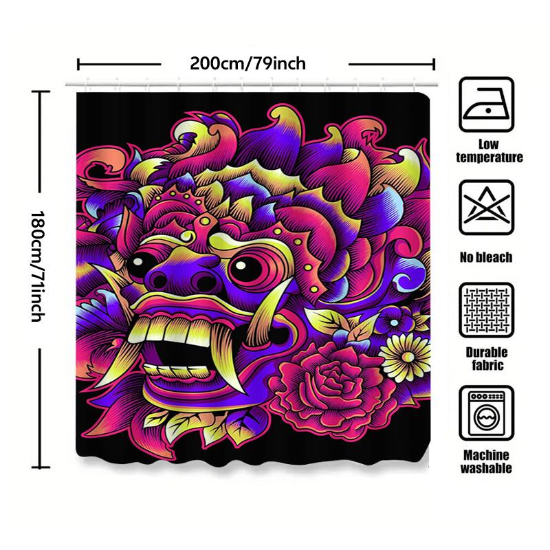 Tuniu Vibrant Balinese Demon Shower Curtain Unique Decorative Curtain For Bathroom Decor