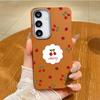 Cute Cherry Pattern TPU Leather Texture Slim Magnetic Case For Samsung S25 Ultra S24 FE S23 S22 S21 Wireless Charge Matte Shockproof Soft Phone Cover