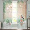 Natal inverno paisagem com um pássaro cortinas transparentes para sala de estar quarto varanda janela transparente persianas cozinha