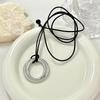 Retro Trendy Commuter Wax Cord Necklace with Alloy O-ring Pendant
