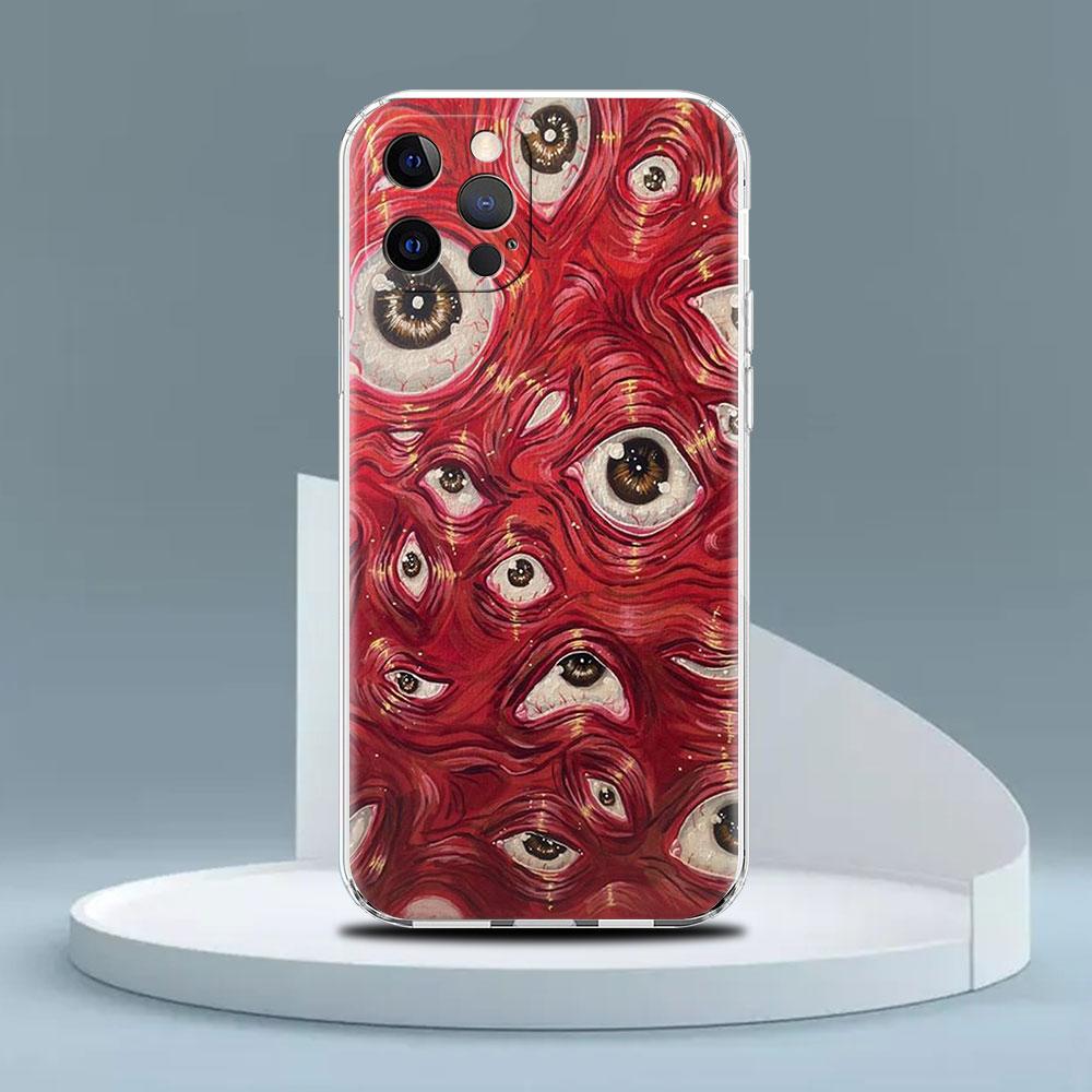Scary Face Eyes Smiley Clear Case For Apple iPhone 13 11 14 12 Pro 7 8 Plus XR X XS Max 6 6S 13Pro Silicone Phone Cover