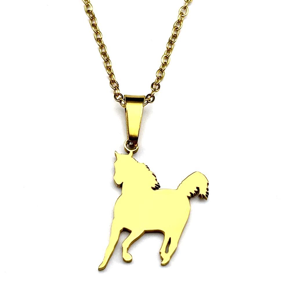 Lucky Horse Year Pony Figure Chain For Women Men Stainless Steel Silver Color Animal Simple Clavicle Necklace Jewelry Gifts