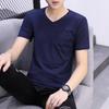 Pure Cotton White Short-sleeved T-shirt for Men's Summer Thin Trendy V-neck 2025 New Large-size Slim Base Shirt Trendy