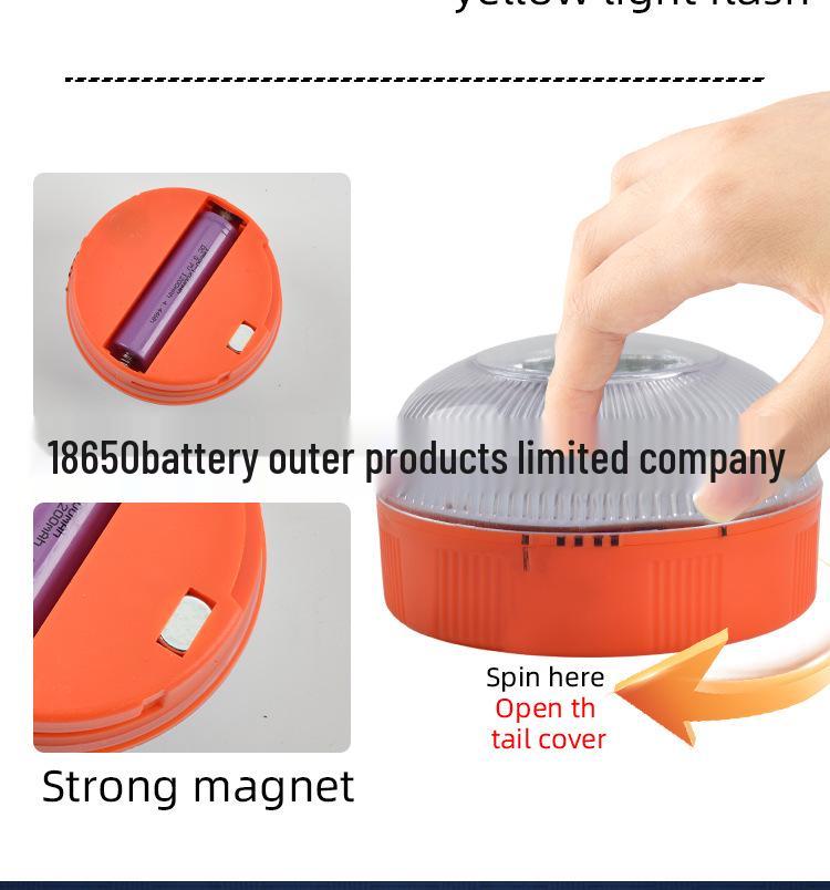 Multi-Purpose Magnetic Traffic and Work Light - White & Yellow, Rechargeable Emergency Car Light