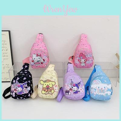 Sanrio Kuromi Cartoon Kids Chest Bag With Breathable Nylon For Daily Use