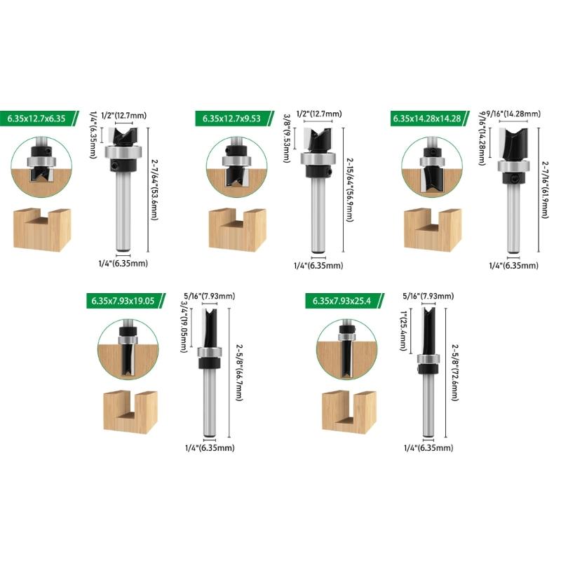 Professional Rustporoof Black Coated Double Flute Router Bit 1/4Inch Shank For Wood Plastic Composite Material Shaping