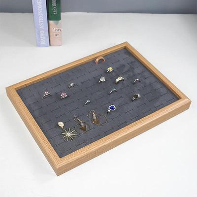 Solid Wood Jewelry Display and Storage Tray for Rings, Necklaces, Bracelets, and Hair Clips