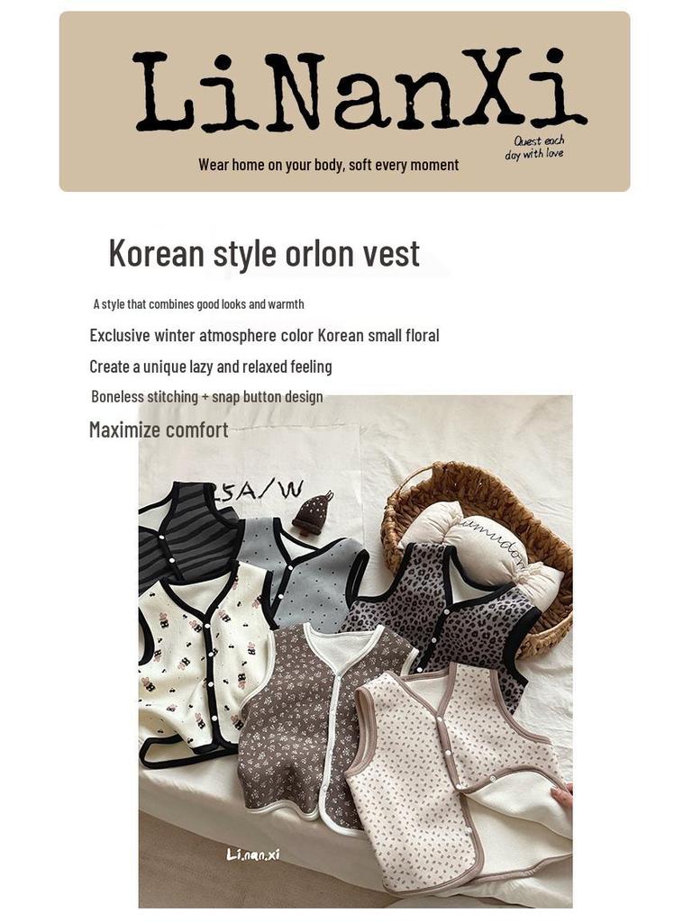 88301 Kids' Fashionable Fleece Vest - 2025 Autumn/Winter Warm Sleeveless Jacket