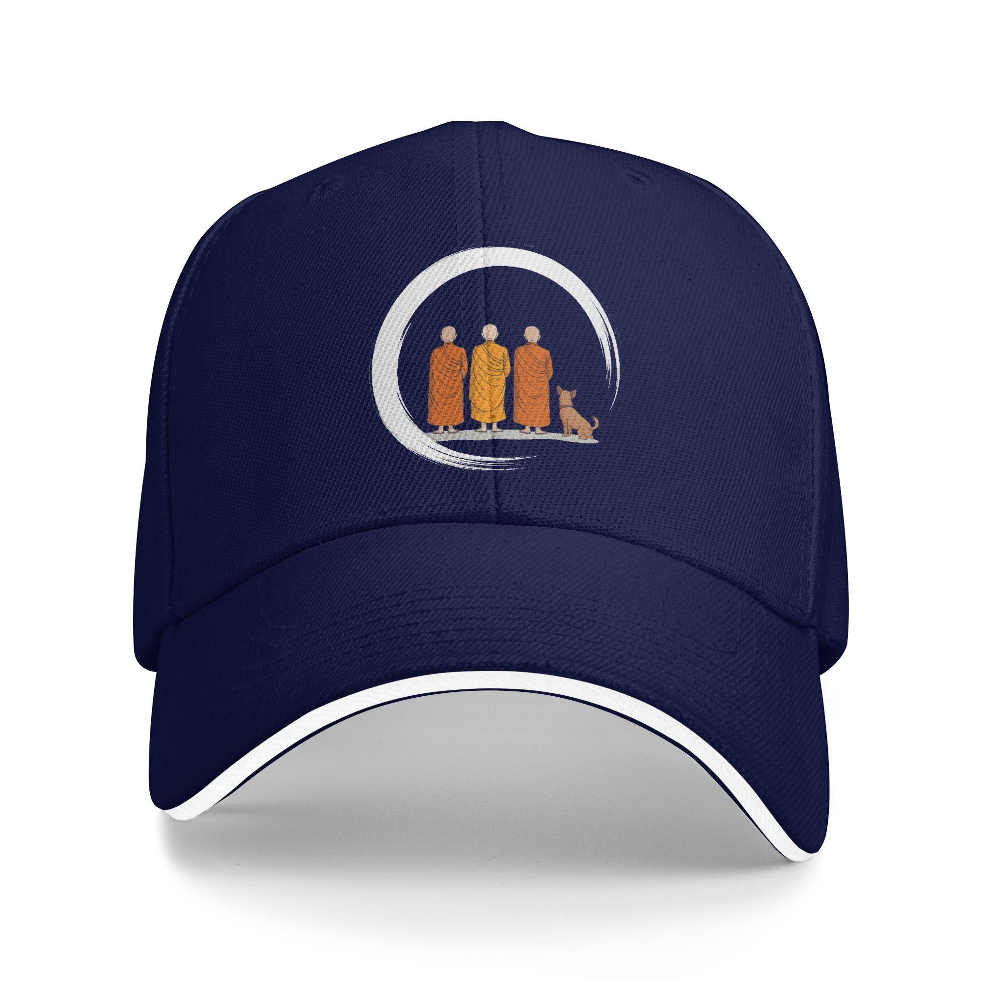 

Peace Walking Monks Minimalist Zen Art Baseball Cap Outdoor Gym Sun Visor Trucker Hat Men Women Fashion Print Snapback Cap One Size темно-синього кольору