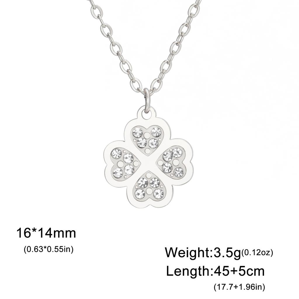 Cazador Glücksklee-Anhänger Halskette für Damen Edelstahl Klare Zirkonia Halskette Schmuck Valentinstagsgeschenk Neu