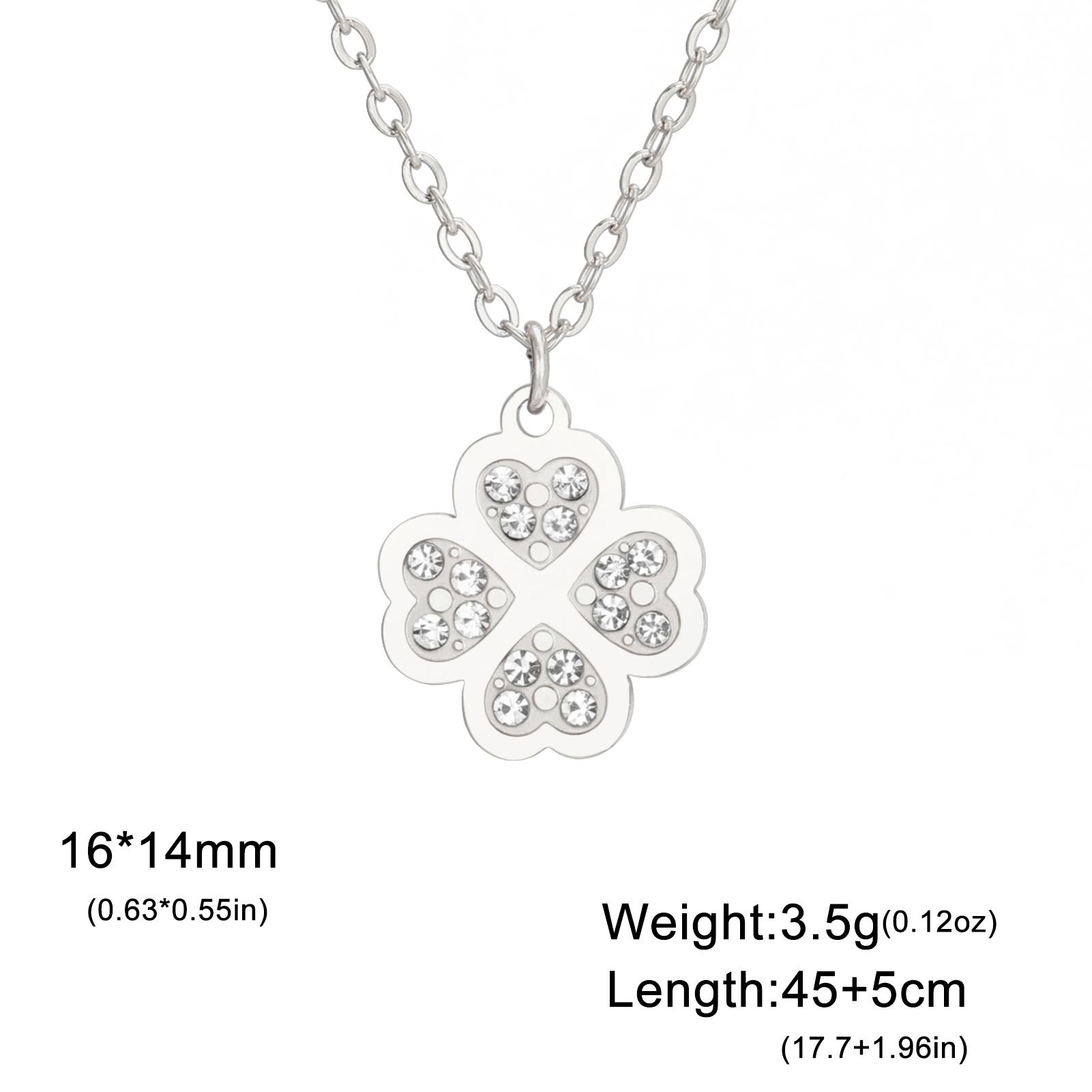 

Stainless Steel Lucky Four-leaf Clover Pendant Women s Necklace Clear Zircon Necklace Jewelry 2026 Mother s Day Gift New 45cm