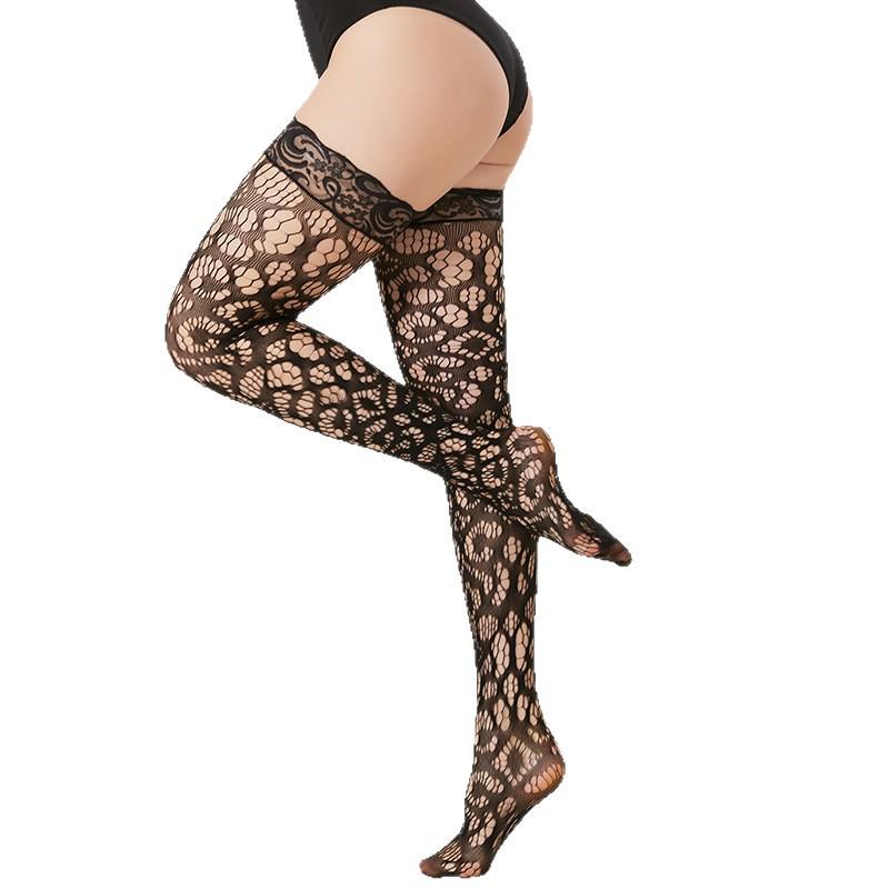 Sexy Netzstrümpfe mit Spitzenbesatz und rutschfestem Silikon, über dem Knie