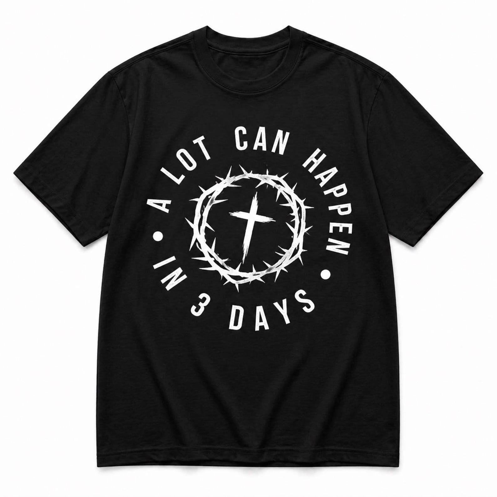 Christian Easter T-Shirt, Faith Graphic Tee, Crown of Thorns Cross Apparel L