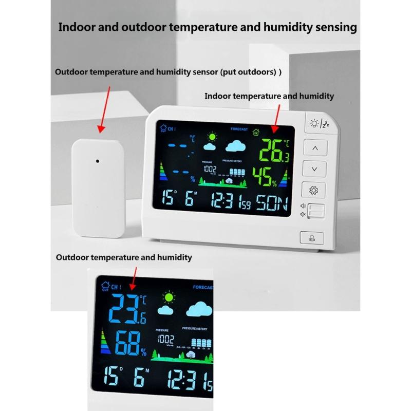 Wetterstationen Drahtlos Innen Außen, Heim Atomics Uhr Temperatur Luftfeuchtigkeit Barometer Innen Außen Thermometer