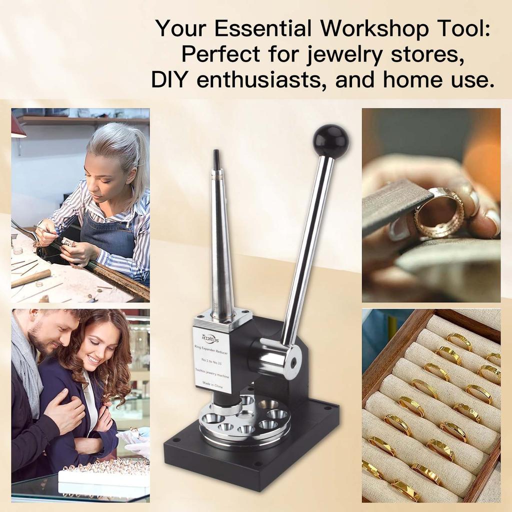 Ring Stretcher Tool, Professional Manual Ring Stretcher and Reducer, Ring Mandrel for US, EU, HK, and No. Sizes for Jewelry Repair Shops and Craftsmen