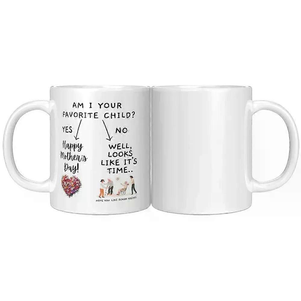 Funny Mother's Day Coffee Mug, 11/15 oz "Am I Your Favorite Child?" Humorous Ceramic Cup, Novelty Gift for Mom from Daughter Son, Mother's Day Present