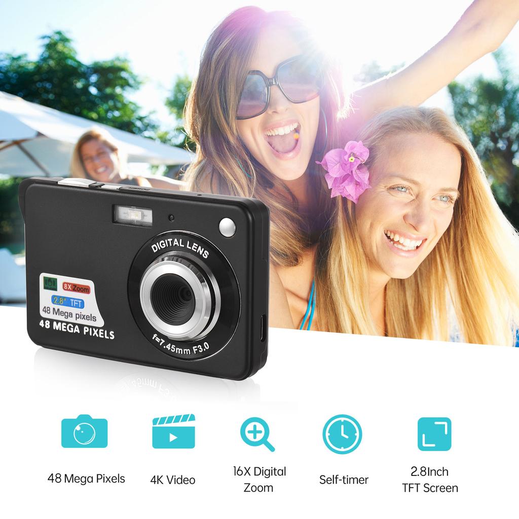 4K Digital Camera Video Camera Camcorder 48MP 2.8 Inch TFT Screen Auto Focus 16X Digital Zoom Anti shake Face Detect