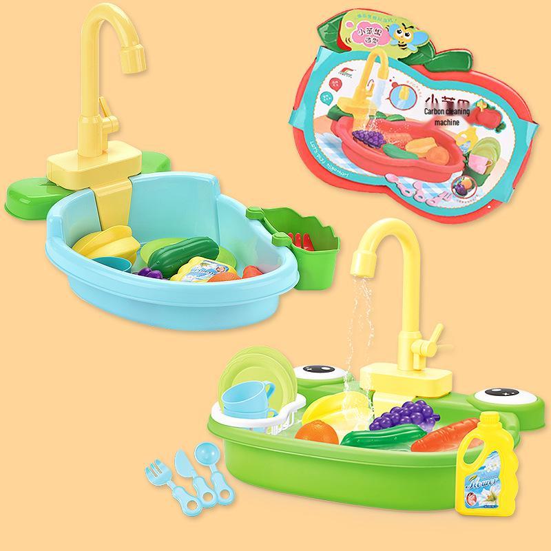 Children's Pretend Play Electric Sink with Circulating Water and Vegetable Washing Features