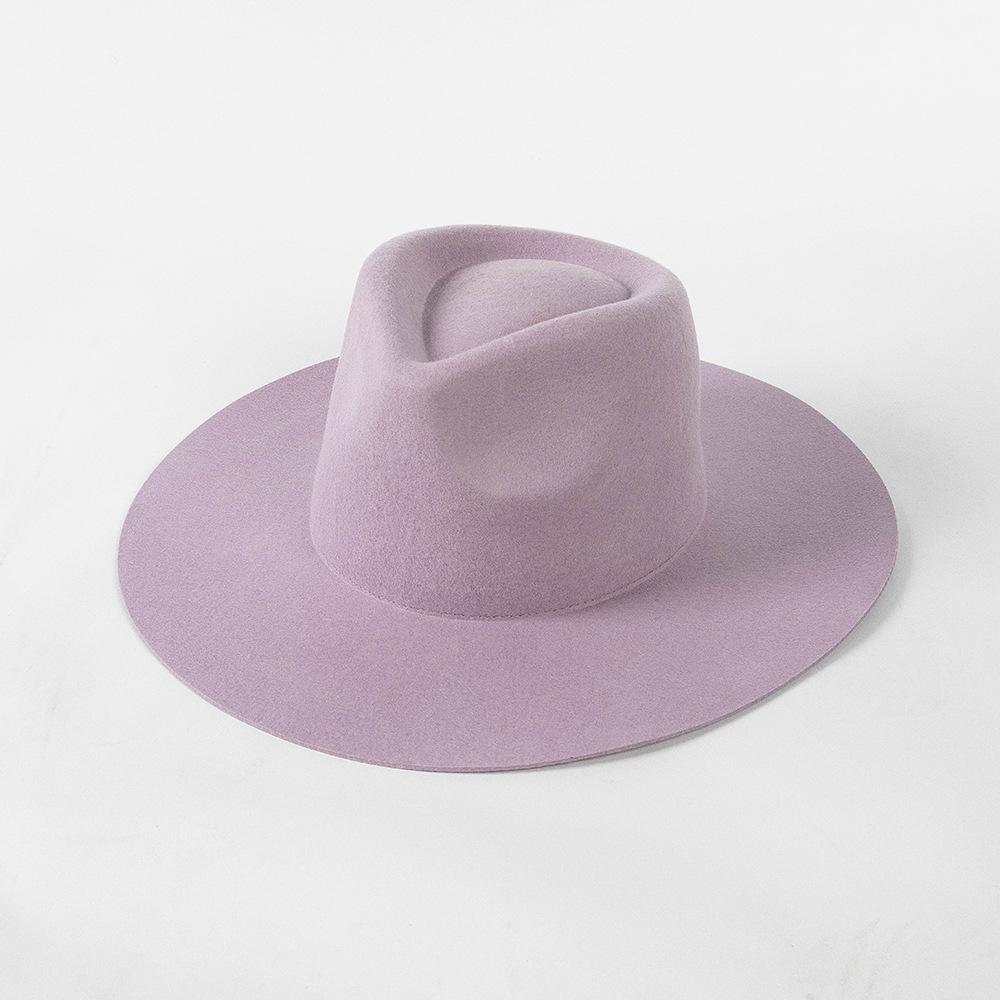 Ins Classiwinter Candy Color Wool Solid Lady Fedoras Cap Men Women Leisure Panamjazz Hat