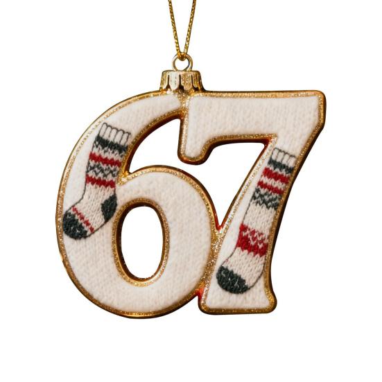 67 Christmas Ornament 2D Flat Funny Six Seven Meme Christmas Decoration