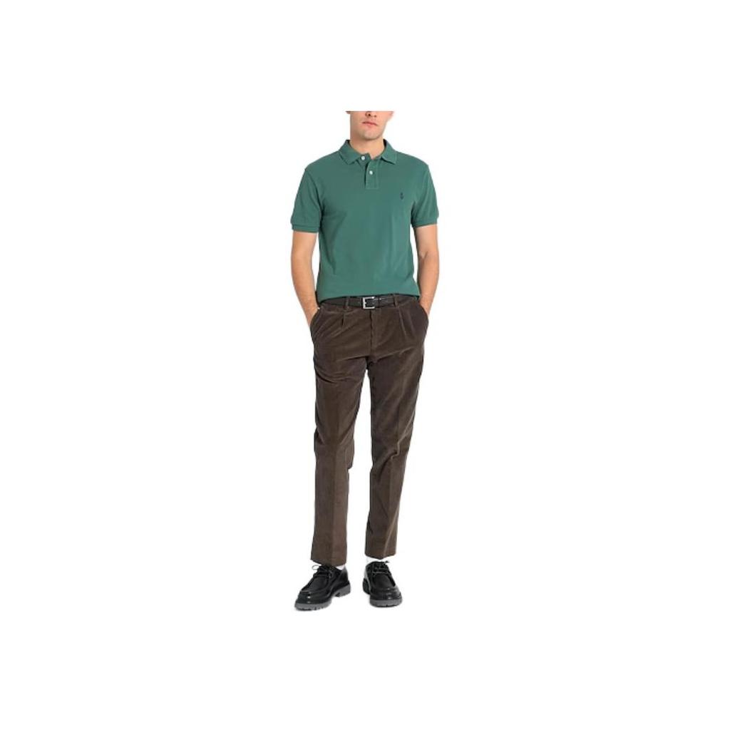 Polo Ralph Lauren Solid Color Polo Button Pullover Pattern Print Slim Fit Short Sleeve Polo Shirt Men tops Green 710680784-340