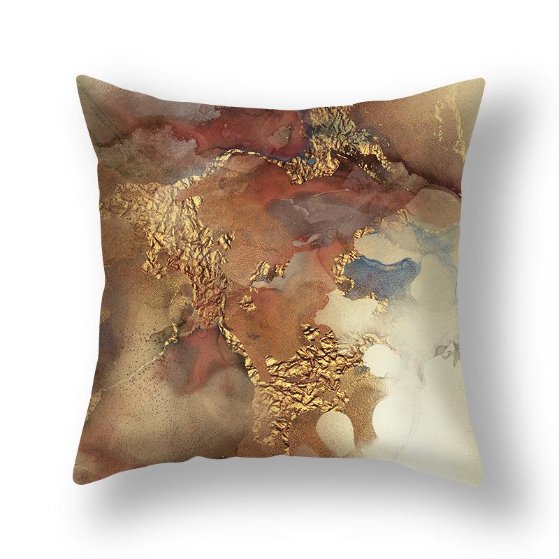 45x45cm Nordic Ins Abstract Gold Blue Marble Print Cushion Cover Sofa Office Seat Lumbar Pillow Cover Home Decoration