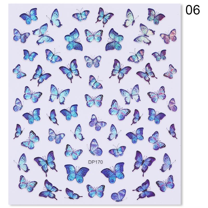 1pc 3D Nail Stickers Spring Summer Natural Flower Leaves Simulation Dried Flower Dragonfly Nail Applique Water Slides Decoration