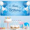 Roetyce Blue Birthday Banner, Light Blue Happy Birthday Backdrop for Girls Boys(5.9 x 2.9 Ft), Women Men Bday Party Photo Background