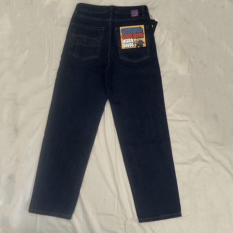 RogueWave Jeans Y2k Pants Black Jeans Wide Leg Men Retro Loose Fashion Trendy Pants Hip-Hop Streetwear Y2k American Street Casual Jeans