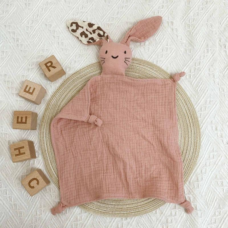 Baby Soothe Blanket Soft Gauze Bibs Teether Burp Cloth Gift Cute Rabbit for Doll Appease Towel Comfort Sleeping Cuddling