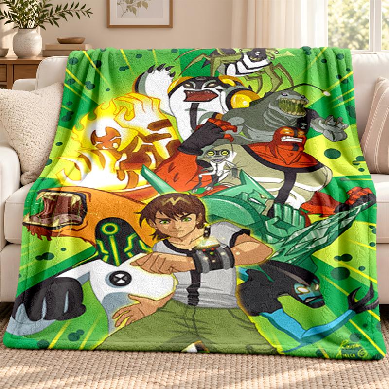 Ben10 blanket Flannel Blanket Soft Cozy Plush Throw for Sofa Bed Lightweight Home Decoration Outdoor camping
