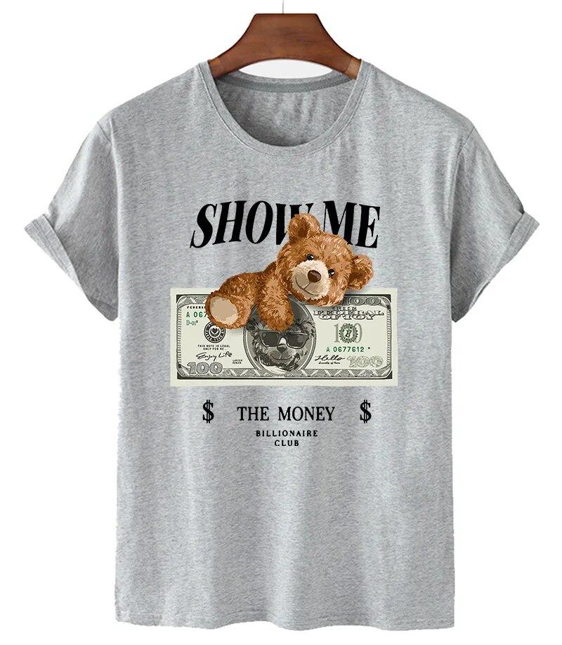 T-shirt Divertente con Stampa Orso Donna Moda Cartone Animato Harajuku Casual T-shirt Femminile Estiva Manica Corta Top T-shirt Unisex Maglietta Unisex